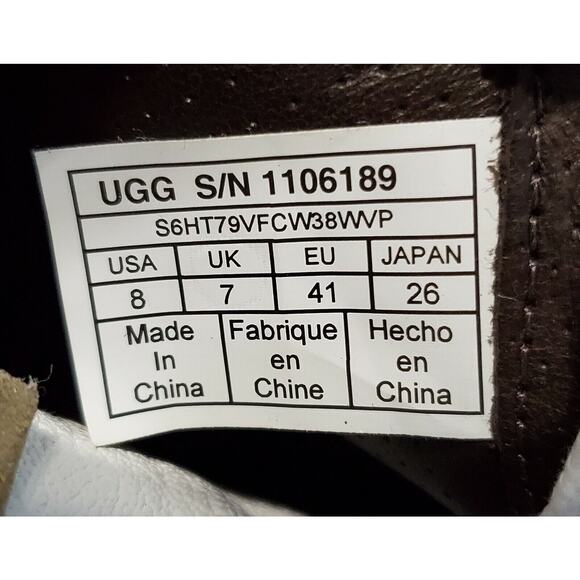 UGG CALI 1106189 MEN'S LEATHER SNEAKERS WHITE GOLD SHOES CASUAL HIGH TOP SZ 8 - Picture 7 of 7